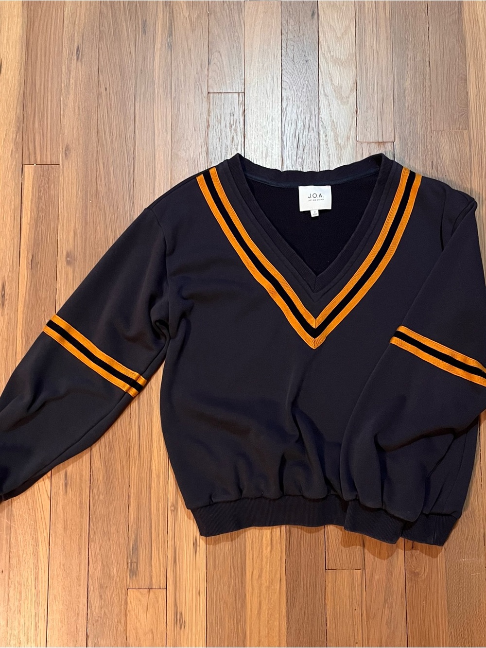 J.O.A. Varsity Navy V-Neck Sweater